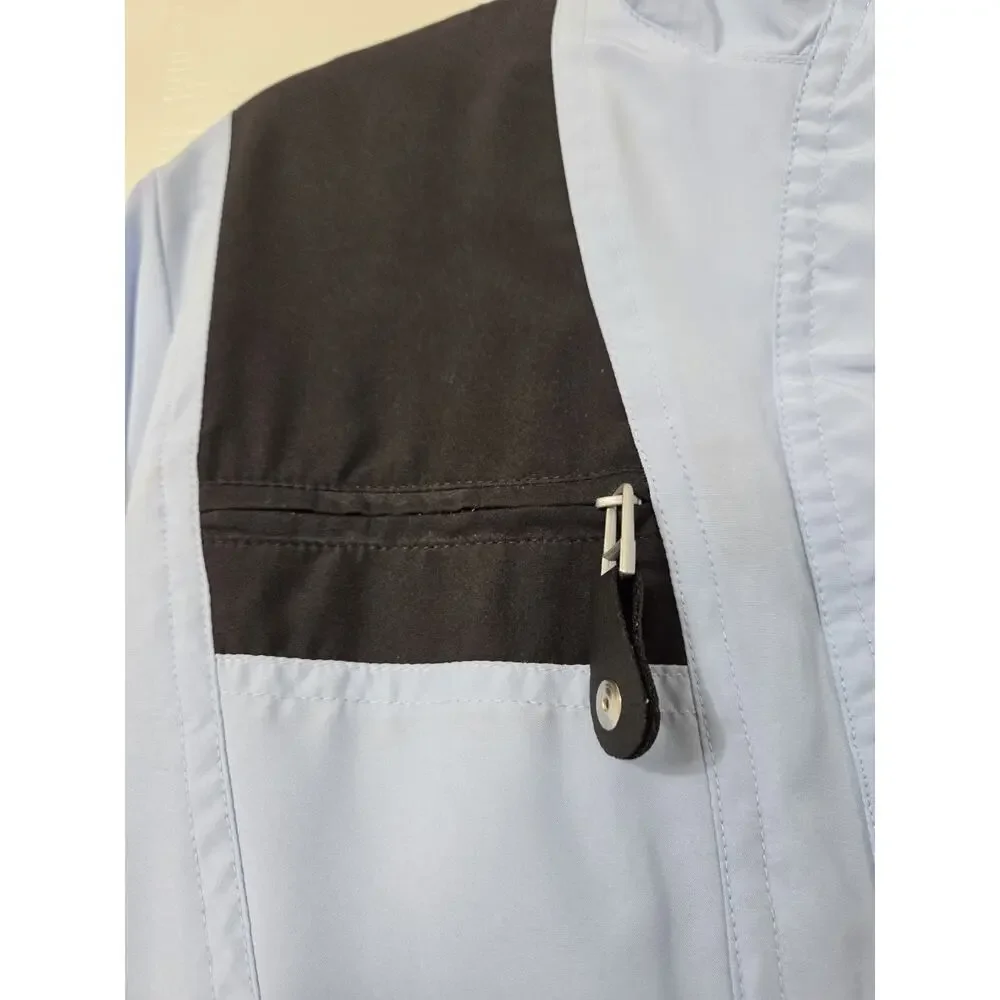 Jamie Sadock Light Blue Full Zip Boxy Sporty Short Golf Jacket, Petite Meidum